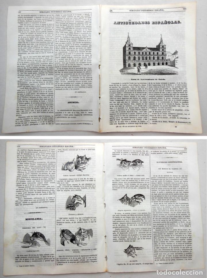 Colecionismo de Revistas e Jornais: SEMANARIO PINTORESCO ESPA&Ntilde;OL.N&ordm; 39, 1844. Casas de Ayuntamiento de Toledo; Fisonom&iacute;a del Gato