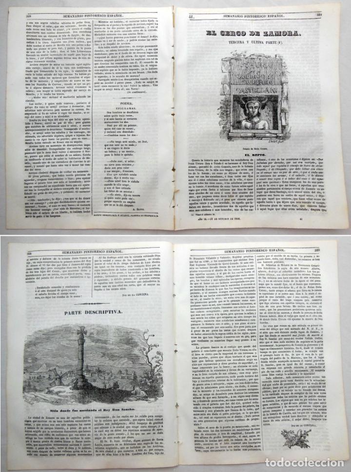 Colecionismo de Revistas e Jornais: SEMANARIO PINTORESCO ESPA&Ntilde;OL.N&ordm; 41, 1844. Palacio Do&ntilde;a Urraca; Sitio fue asesinado el Rey Don Sancho