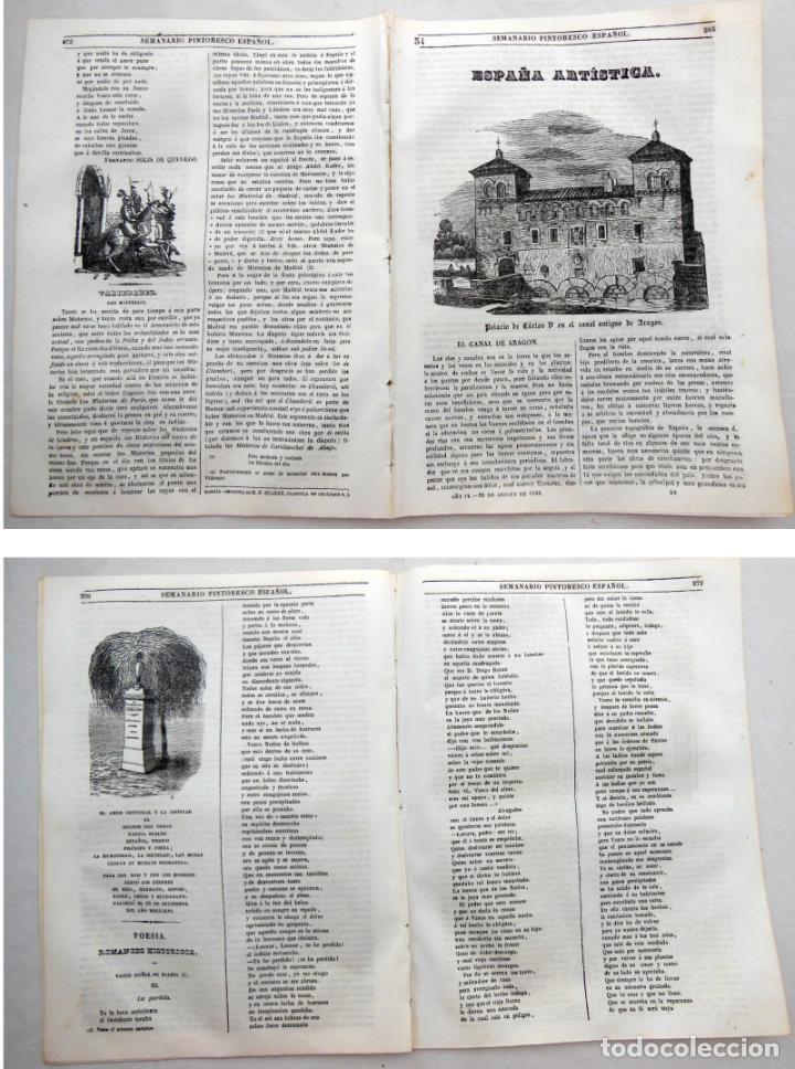 Colecionismo de Revistas e Jornais: SEMANARIO PINTORESCO ESPA&Ntilde;OL.N&ordm; 34, 1844. Palacio de Carlos V en el canal antiguo de Arag&oacute;n