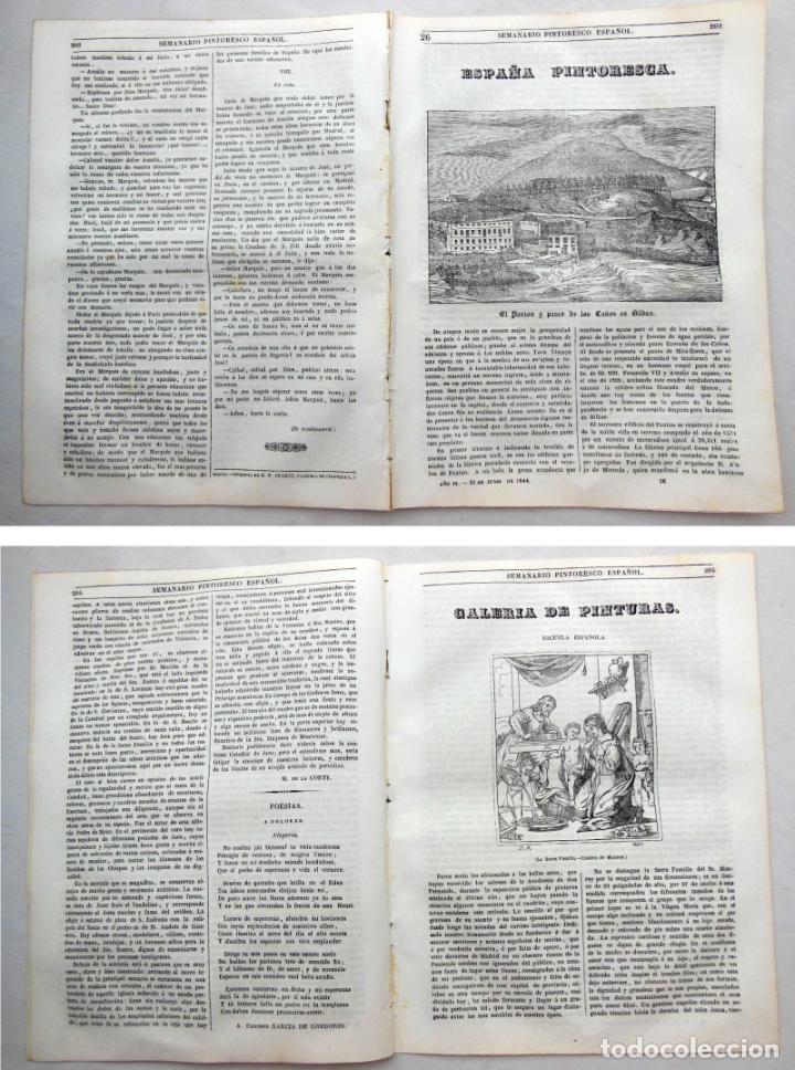 Colecionismo de Revistas e Jornais: SEMANARIO PINTORESCO ESPA&Ntilde;OL.N&ordm; 36, 1844. El Pont&oacute;n y Paseo de los Ca&ntilde;os en Bilbao; La Sacra Familia