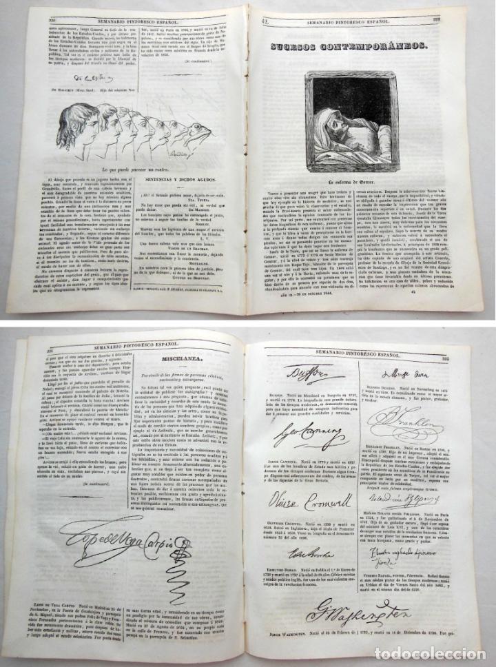 Colecionismo de Revistas e Jornais: SEMANARIO PINTORESCO ESPA&Ntilde;OL.1844. La enferma de Gonzar; Fac-simile de firmas personas c&eacute;lebres...