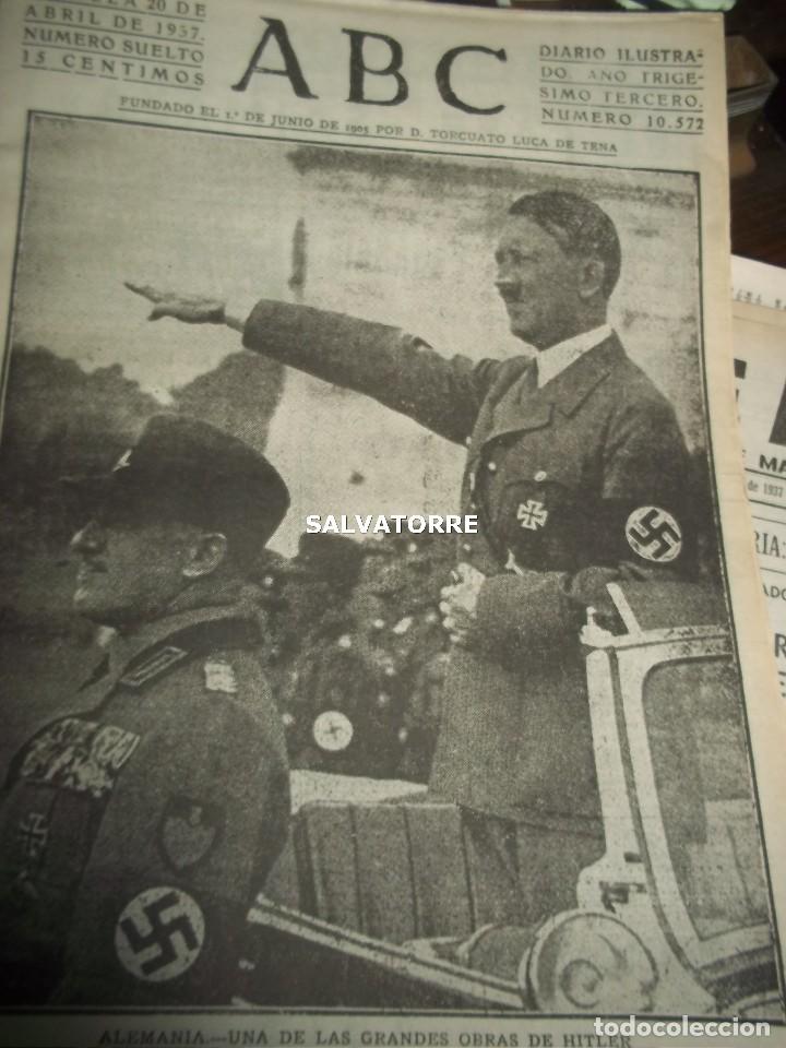 Coleccionismo de Revistas y Peri&oacute;dicos: PERIODICO ABC.HITLER.LA GRAN OBRA DE HITLER.BANDO NACIONAL.GUERRA CIVIL.20 ABRIL 1937.FACSIMIL.