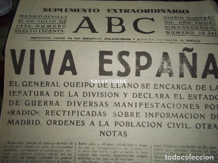 Coleccionismo de Revistas y Peri&oacute;dicos: DIARIO. PERIODICO.ABC,SEVILLA.20 JULIO 1936. GUERRA CIVIL. FACSIMIL