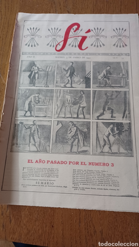 Coleccionismo de Revistas y Peri&oacute;dicos: SUPLEMENTO SEMANAL DE ARRIBA SI . N&deg; 53. EL A&Ntilde;O PASADO POR EL NUMERO 3- A&Ntilde;O 1943