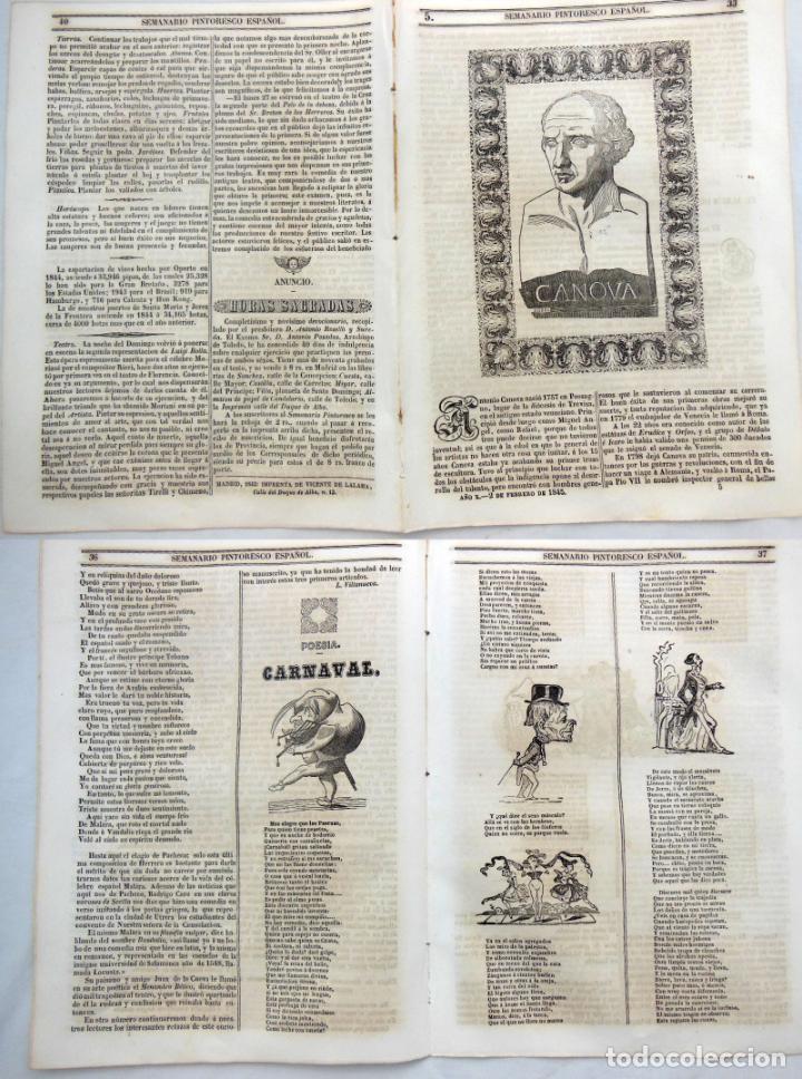Colecionismo de Revistas e Jornais: SEMANARIO PINTORESCO ESPA&Ntilde;OL. A&ntilde;o X N&ordm; 5, 2 febrero 1845. Xilograf&iacute;as: Canova; Carnaval