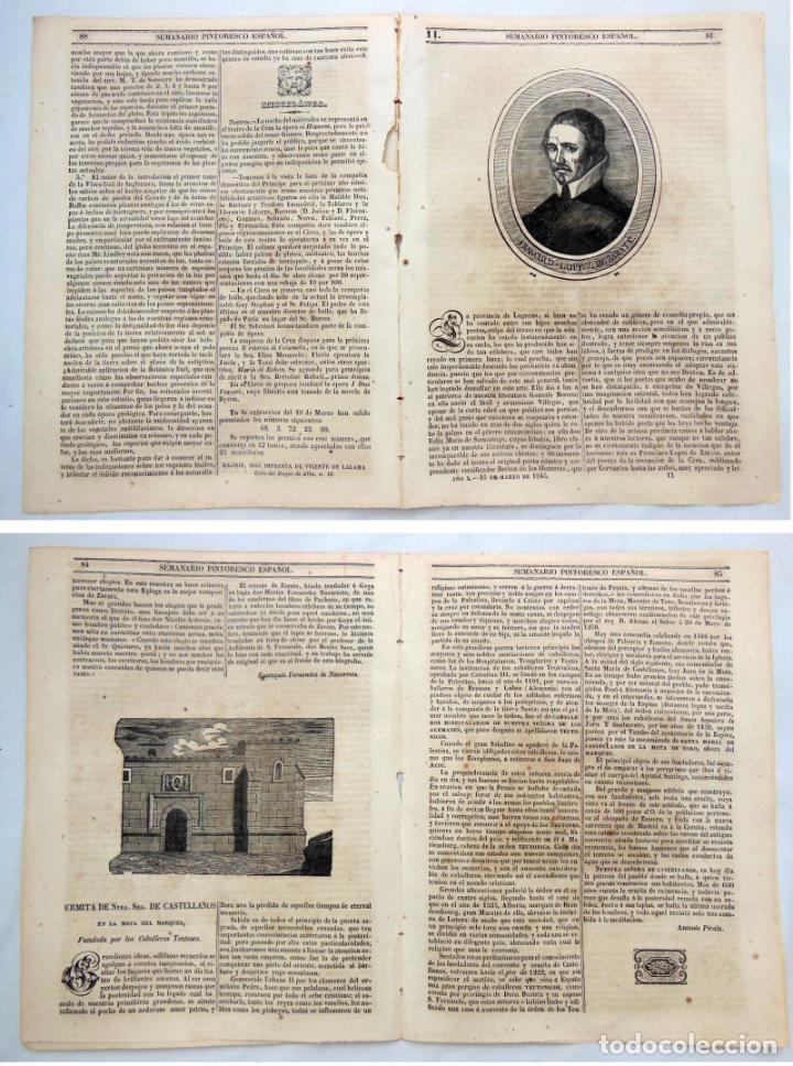 Colecionismo de Revistas e Jornais: SEMANARIO PINTORESCO ESPA&Ntilde;OL.N&ordm; 11,1845 Francisco Lopez de Zarate; Ermita Ntra Sra de Castellanos