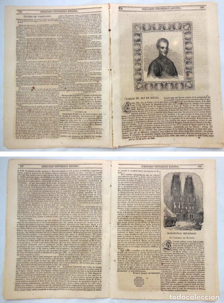 Colecionismo de Revistas e Jornais: SEMANARIO PINTORESCO ESPA&Ntilde;OL. N&ordm; 19, 845. Carlos XII, Rey de Suecia; La Catedral de Bourges