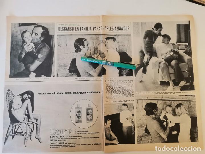 Coleccionismo de Revistas y Peri&oacute;dicos: CHARLES AZNAVOUR EN FAMILIA REVERSO ADRIANO CELENTANO RECORTE REVISTA 1970