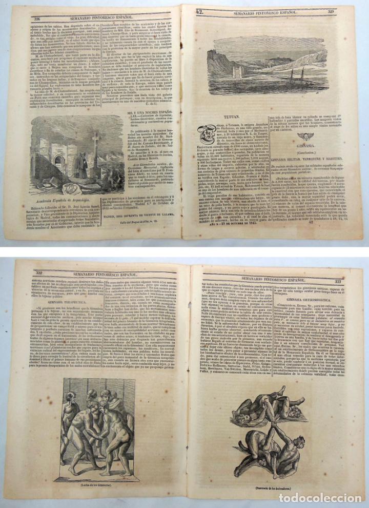 Colecionismo de Revistas e Jornais: SEMANARIO PINTORESCO ESPA&Ntilde;OL. A&ntilde;o X N&ordm; 42, 19 octubre 1845. Xilograf&iacute;as: Tetu&aacute;n; Gimnasia...