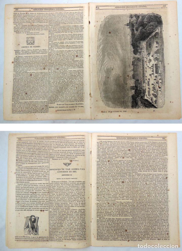 Colecionismo de Revistas e Jornais: SEMANARIO PINTORESCO ESPA&Ntilde;OL. N&ordm; 43,1845. Xilograf&iacute;as: El Luxemburgo; Semblanza de los enamorados