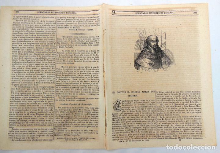 Colecionismo de Revistas e Jornais: SEMANARIO PINTORESCO ESPA&Ntilde;OL. N&ordm; 51, 21 diciembre 1845. Xilograf&iacute;as: Doctor Manuel Maria del Marmol