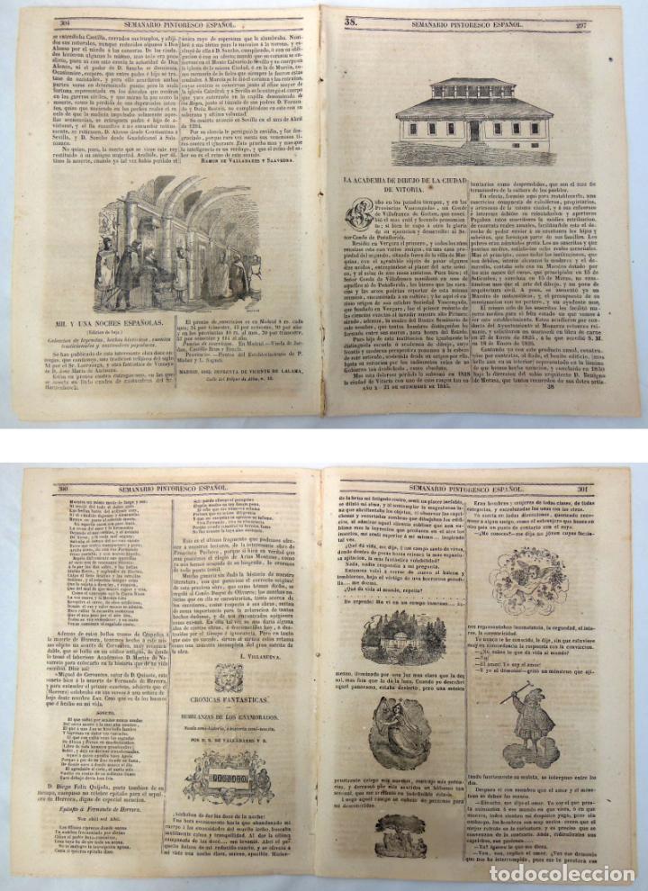 Colecionismo de Revistas e Jornais: SEMANARIO PINTORESCO ESPA&Ntilde;OL. N&ordm; 38, 1845. Academia de Dibujo de la Ciudad de Vitoria; Cr&oacute;nicas...