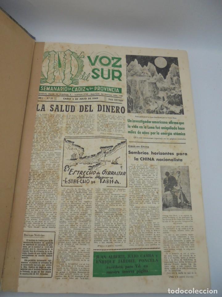 Coleccionismo de Revistas y Periódicos: LA VOZ DEL SUR. SEMANARIO DE CADIZ Y SU PROVINCIA. AÑO I. Nº24 HASTA EL Nº49. JULIO HASTA DIC. 1949. - Foto 3 - 269382278