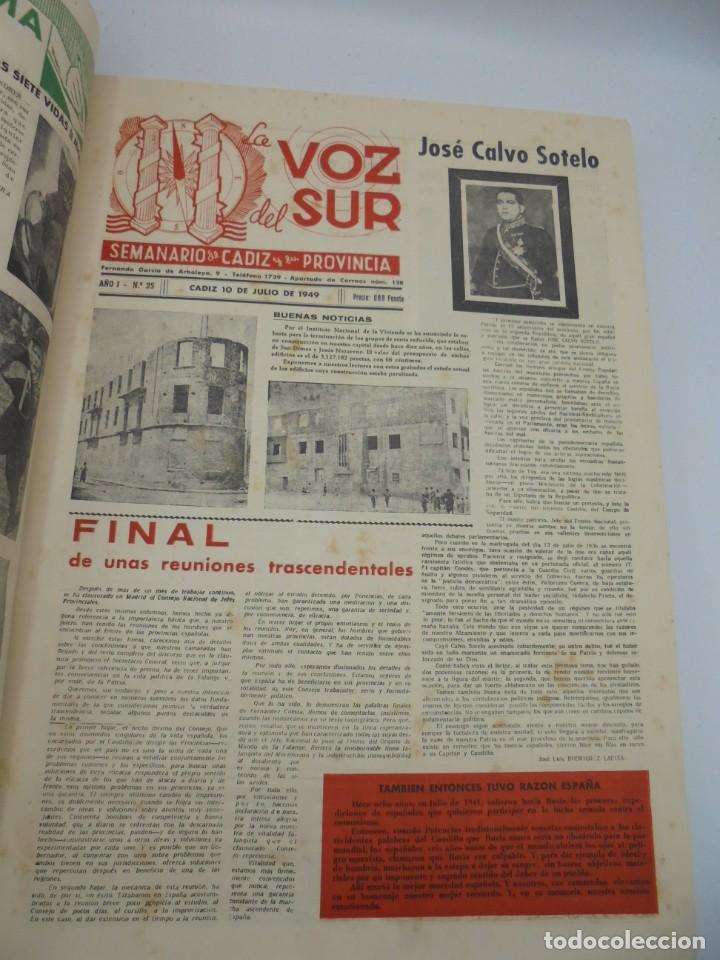 Coleccionismo de Revistas y Periódicos: LA VOZ DEL SUR. SEMANARIO DE CADIZ Y SU PROVINCIA. AÑO I. Nº24 HASTA EL Nº49. JULIO HASTA DIC. 1949. - Foto 5 - 269382278