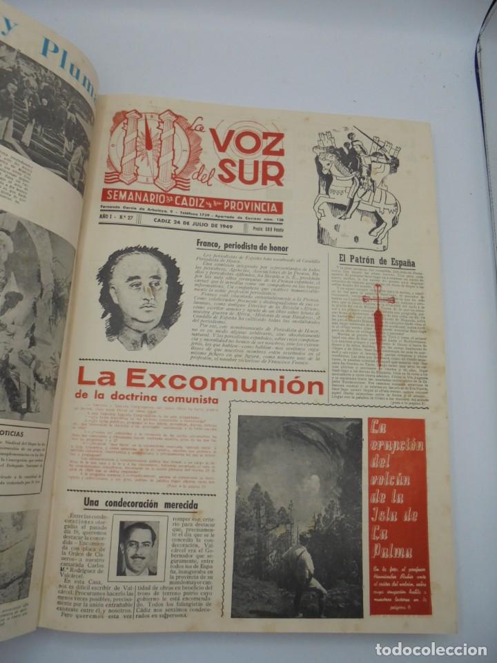 Coleccionismo de Revistas y Periódicos: LA VOZ DEL SUR. SEMANARIO DE CADIZ Y SU PROVINCIA. AÑO I. Nº24 HASTA EL Nº49. JULIO HASTA DIC. 1949. - Foto 7 - 269382278