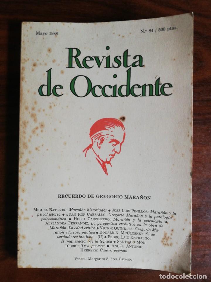 Coleccionismo de Revistas y Peri&oacute;dicos: REVISTA DE OCCIDENTE.MAYO 1988. N&ordm; 84. RECUERDO GREGORIO MARA&Ntilde;ON. 156 pp