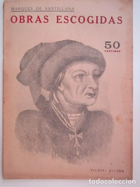 Collectionnisme de Revues et Journaux: OBRAS ESCOGIDAS DEL MARQUES DE SANTILLAN NOVELAS Y CUENTOS A&Ntilde;OS 30 23 X 33CM. CM.