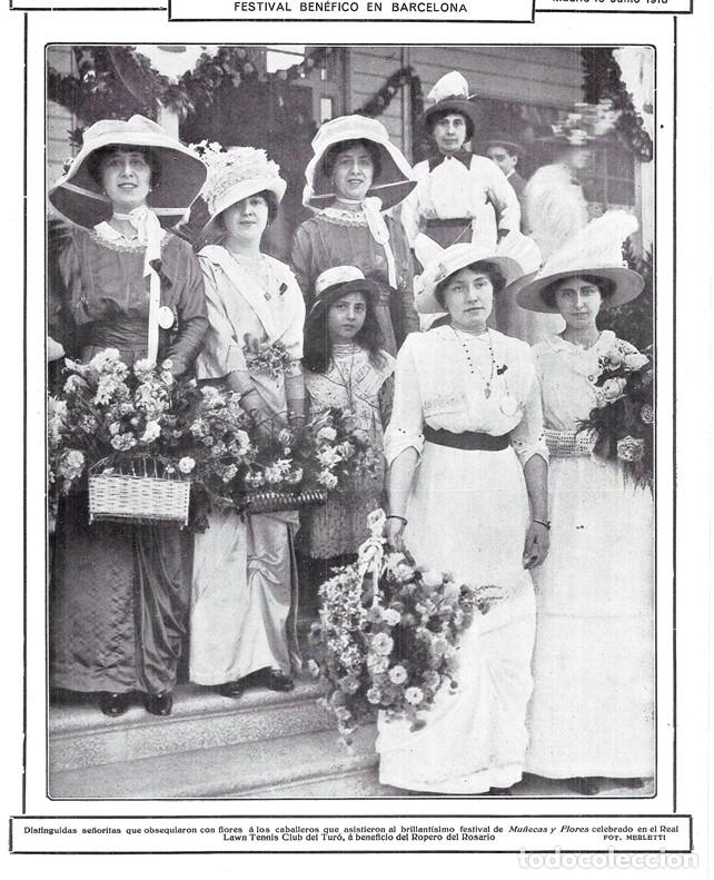 Coleccionismo de Revistas y Peri&oacute;dicos: 1913 HOJA REVISTA BARCELONA REAL TENIS CLUB DEL TUR&Oacute; SE&Ntilde;ORITAS FESTIVAL BEN&Eacute;FICO MU&Ntilde;ECAS Y FLORES