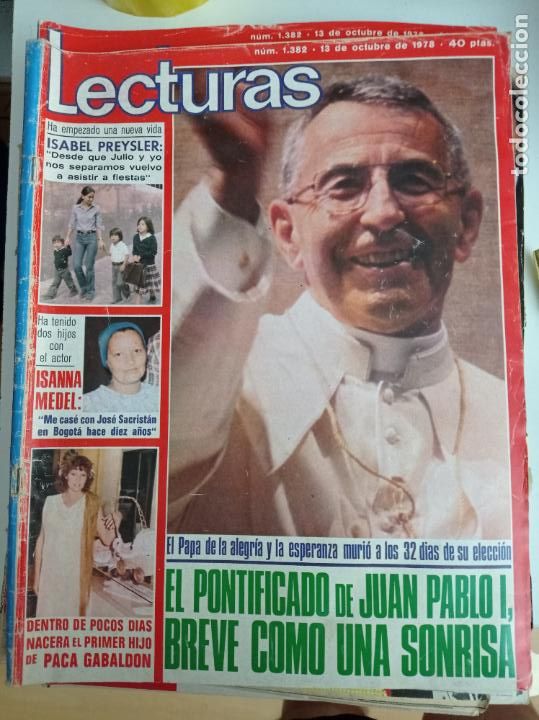 Coleccionismo de Revistas y Peri&oacute;dicos: poratada del papa juan pablo i el breve isabel preysler paca gabaldon