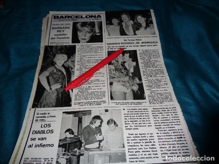 Coleccionismo de revistas y peri&oacute;dicos: RECORTE : LOS DIABLOS. BARBARA REY, EN EL PARALELO. EDUARDO RODRIGO. SEMANA, SPTMBRE 1978(#)