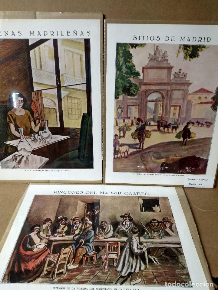 Collectionnisme de Revues et Journaux: Lote 3 planchas de sitios de Madrid, Revista La Esfera, plastificadas