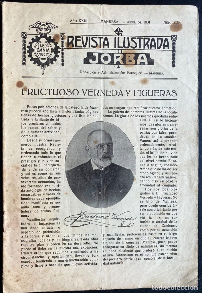 Coleccionismo de Revistas y Peri&oacute;dicos: Revista ilustrada Jorba - Manresa - N&uacute;m. 259 de Abril de 1931 - FRUCTUOSO VERNEDA Y FIGUERAS