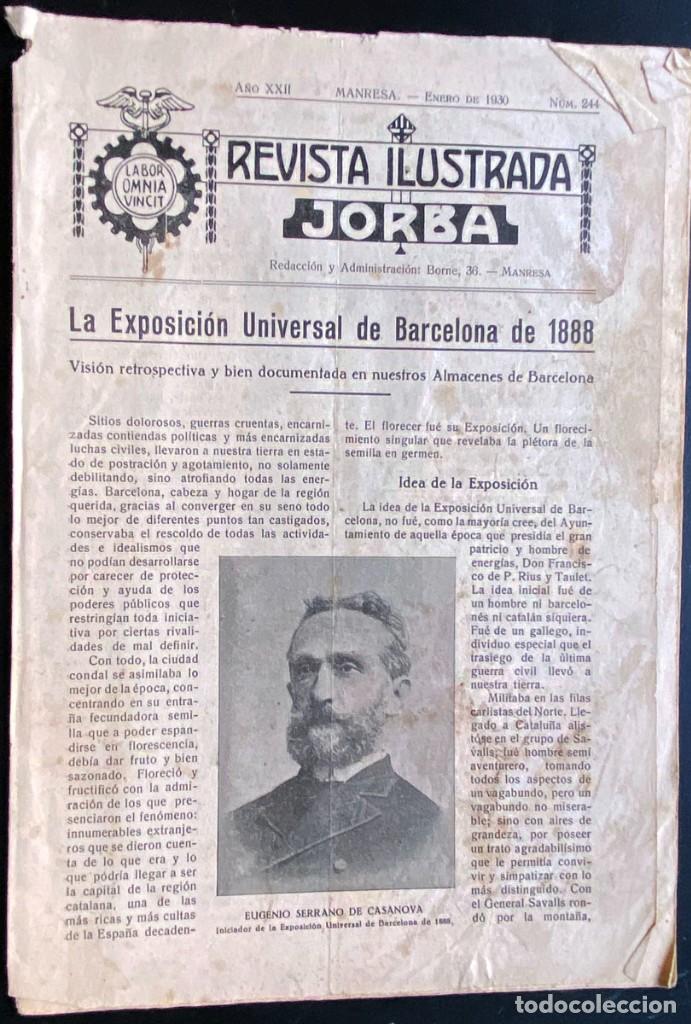 Coleccionismo de Revistas y Peri&oacute;dicos: Revista ilustrada Jorba - Manresa - N&uacute;m. 244 de Enero de 1930 - Expo Universal de BARCELONA de 1888