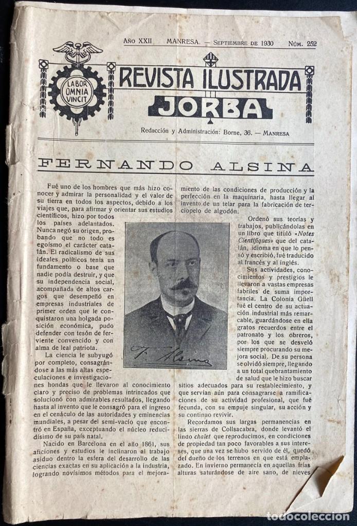Coleccionismo de Revistas y Peri&oacute;dicos: Revista ilustrada Jorba - Manresa - N&uacute;m. 252 de Septiembre de 1930 - FERNANDO ALSINA