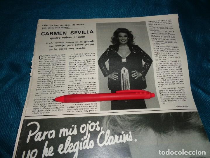 Coleccionismo de Revistas y Peri&oacute;dicos: RECORTE : CARMEN SEVILLA QUIERE VOLVER AL CINE. SEMANA, SPTIEMBRE 1984(#)