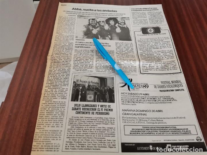 Coleccionismo de Revistas y Peri&oacute;dicos: GRUPO M&Uacute;SICA ABBA VUELTA A LAS ANDADAS RECORTE PERI&Oacute;DICO 1989