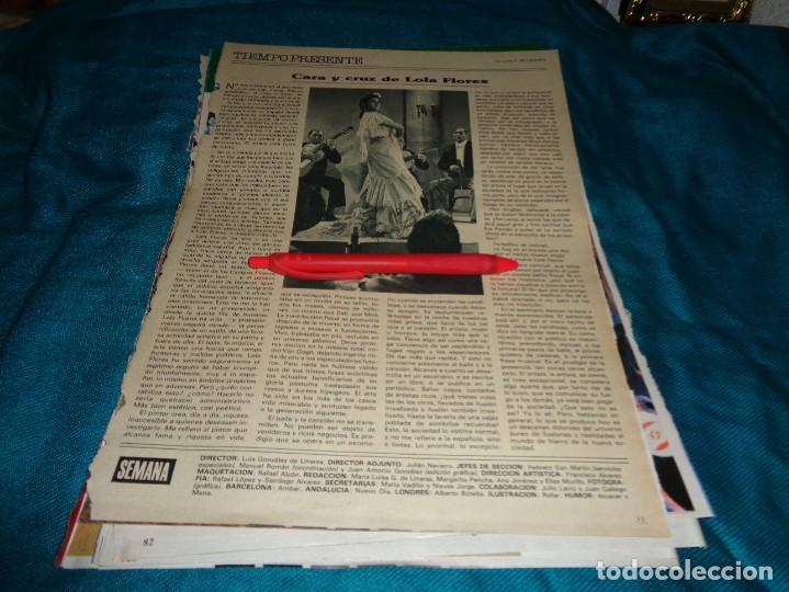 Coleccionismo de revistas y peri&oacute;dicos: RECORTE : CARA Y CRUZ DE LOLA FLORES. SEMANA, MARZO 1989(#)