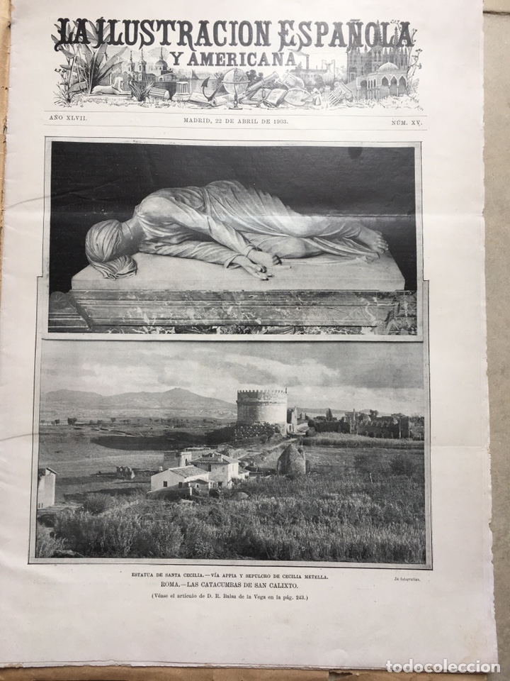 Colecionismo de Revistas e Jornais: Ilustr. Esp y Am 1903. Roma. Atenas. Fiestas de Murcia. Primavera teatral de Madrid. Familia Pezzi