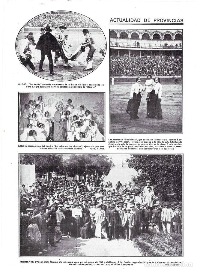 Sammeln von Zeitschriften und Zeitungen: 1913 HOJA REVISTA VALENCIA TORRENTE DAMAS CATEQUISTAS OFRECEN FIESTA Y BANQUETE A 700 OBREROS