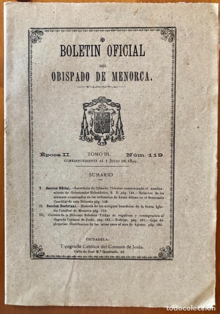Collection Magazines and Newspapers: MENORCA- CIUDADELA- BALEARES- BOLETIN OBISPADO 1899