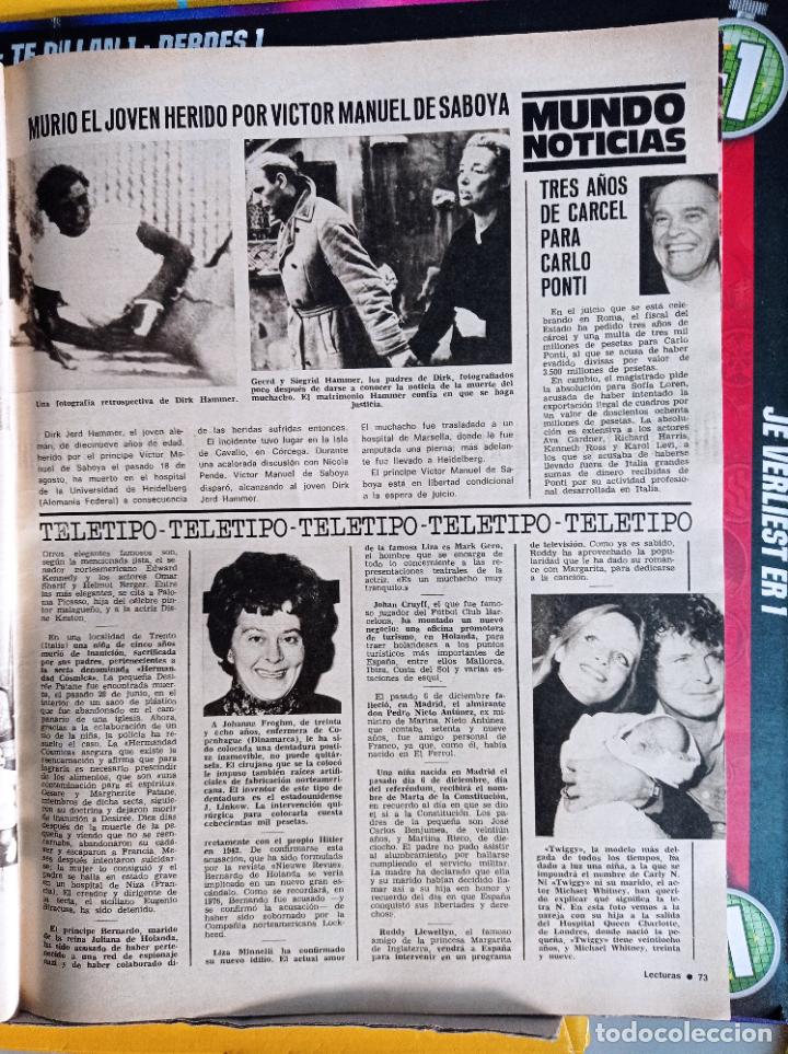 Coleccionismo de Revistas y Peri&oacute;dicos: TWIGGY CARLO PONTI VICTOR MANUEL DE SABOYA HIRIO A UN JOVEN DE MUERTE