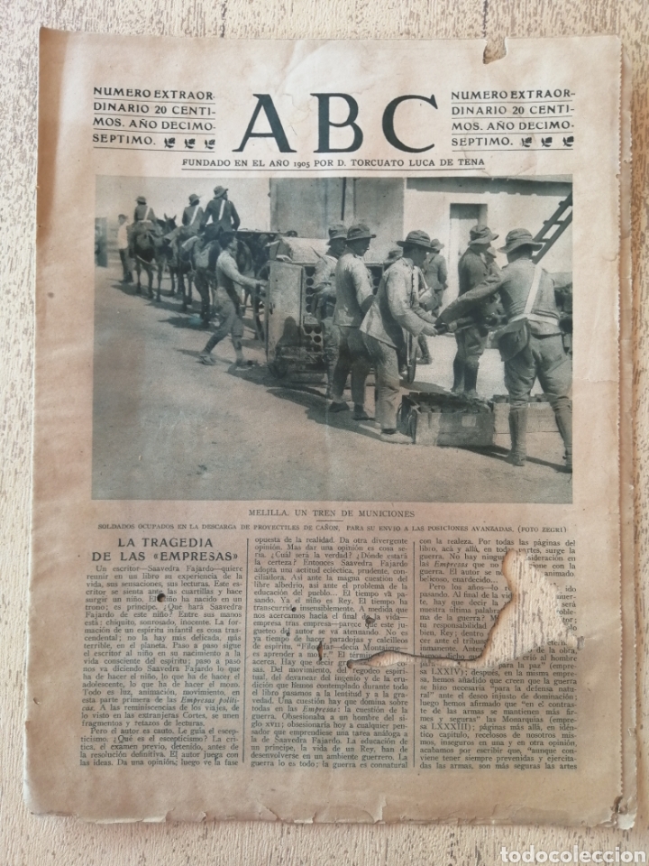Coleccionismo de Revistas y Peri&oacute;dicos: Peri&oacute;dico antiguo ABC, numero extraordinario, 1921