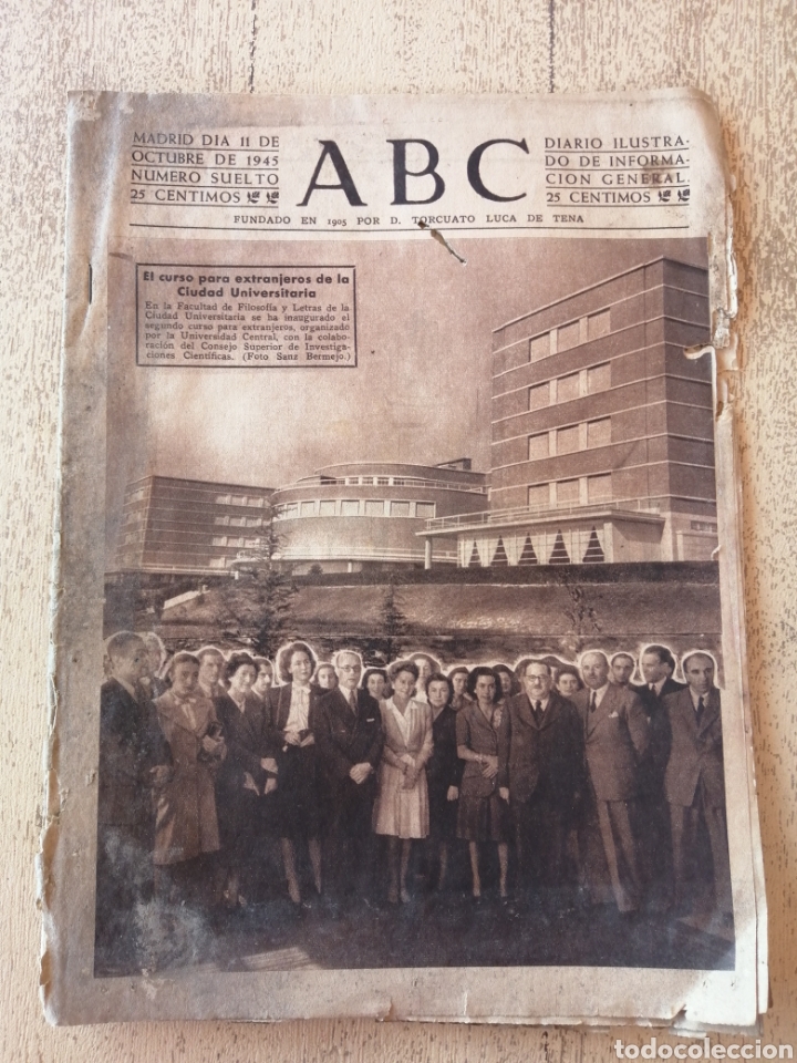 Coleccionismo de Revistas y Peri&oacute;dicos: Peri&oacute;dico antiguo ABC, Madrid 11 Octubre 1945