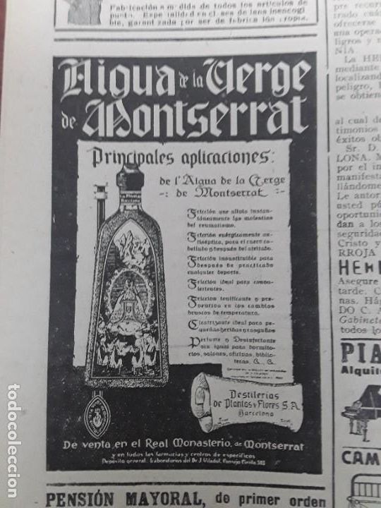 Collezionismo di Riviste e Giornali: AIGUA DE LA VERGE DE MONTSERRAT DESTILERIAS DE PLANTAS Y FLORES BARCELONA HOJA A&Ntilde;O 1927