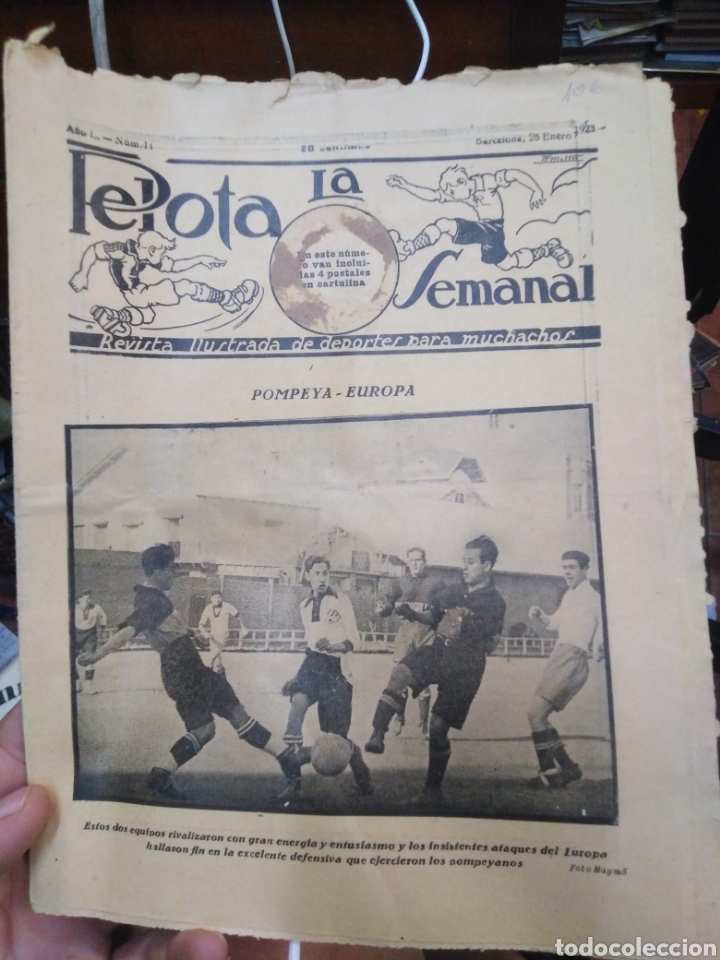 Collezionismo di Riviste e Giornali: LA PELOTA SEMANAL/REVISTA ILUSTRADA DE DEPORTES PARA MUCHACHOS-N&deg;11-25 ENERO 1923