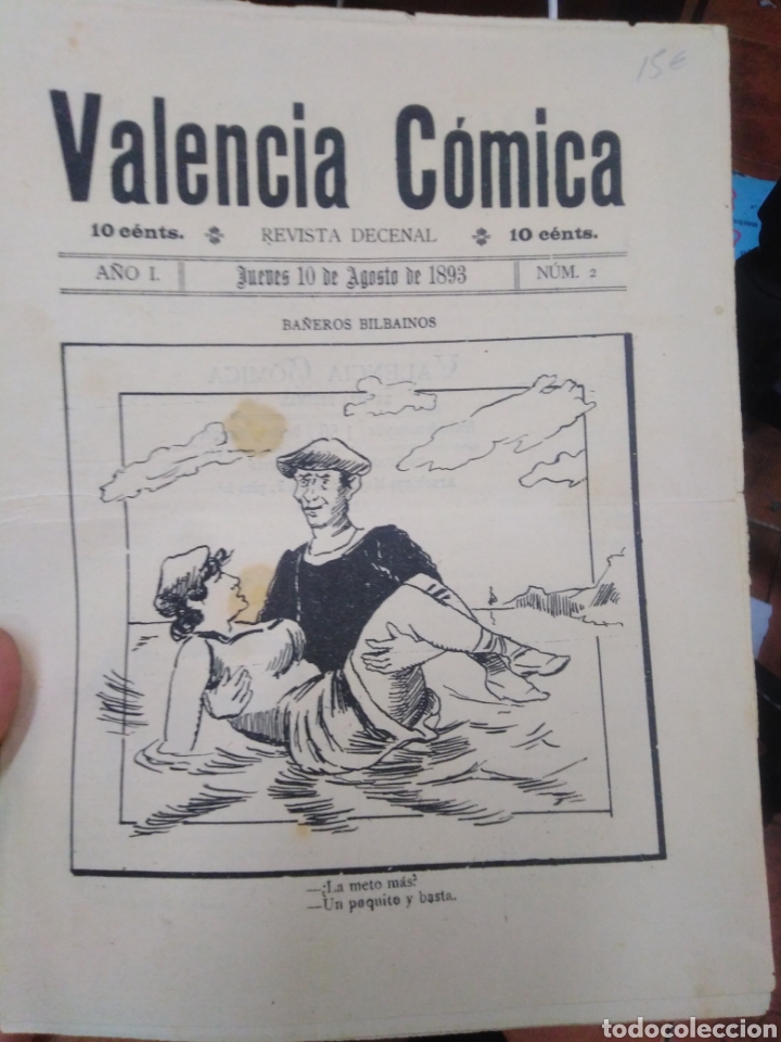 Collezionismo di Riviste e Giornali: VALENCIA COMICA/REVISTA DECENAL/A&Ntilde;O I-N&deg;2,10 AGOSTO 1893