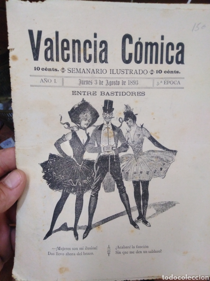 Collezionismo di Riviste e Giornali: VALENCIA COMICA/SEMANARIO ILUSTRADO-A&Ntilde;O I-3&deg;EPOCA-3 AGOSTO 1893