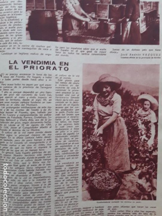 Collectionnisme de Revues et Journaux: LA VENDIMIA EN EL PRIORATO VIEJO VITICULTOR CON LA TIPICA BARRETINA 2 HOJAS A&Ntilde;O 1930