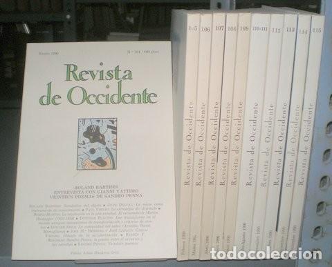 Coleccionismo de revistas y peri&oacute;dicos: REVISTA DE OCCIDENTE. A&ntilde;o 1990 (Completo, n&uacute;meros 104 a 115). 11 vols. (1 doble)