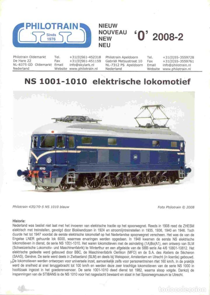 Coleccionismo de revistas y peri&oacute;dicos: cat&agrave;logo PHILOTRAIN 2008 -2 Neuheiten Spur O NS 1001-1010 - en holand&eacute;s, alem&aacute;n, ingl&eacute;s y franc&eacute;s