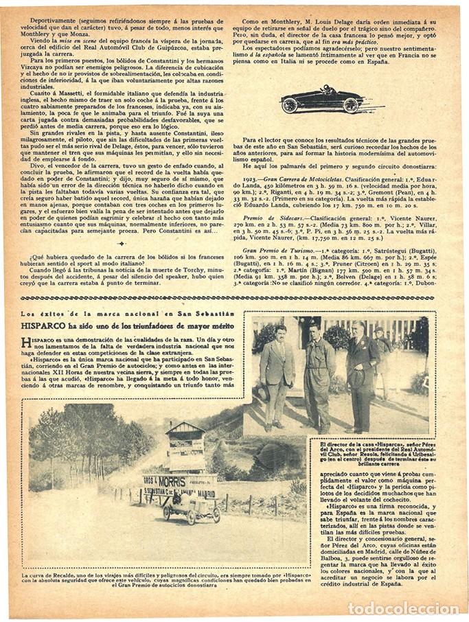 Coleccionismo de Revistas y Peri&oacute;dicos: 1925 HOJAS REVISTA AUTOMOVILISMO MARCA AUTOM&Oacute;VILES NACIONAL HISPARCO - DIRECTOR P&Eacute;REZ DEL ARCO