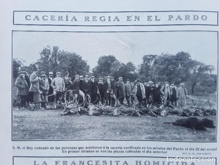 Collection Magazines and Newspapers: ALFONSO XIII CACERIA REGIA EN EL PARDO HOJA A&Ntilde;O 1909