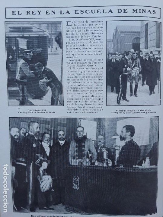 Collection Magazines and Newspapers: EL REY ALFONSO XIII EN LA ESCUELA DE INGENIEROS DE MINAS HOJA A&Ntilde;O 1909