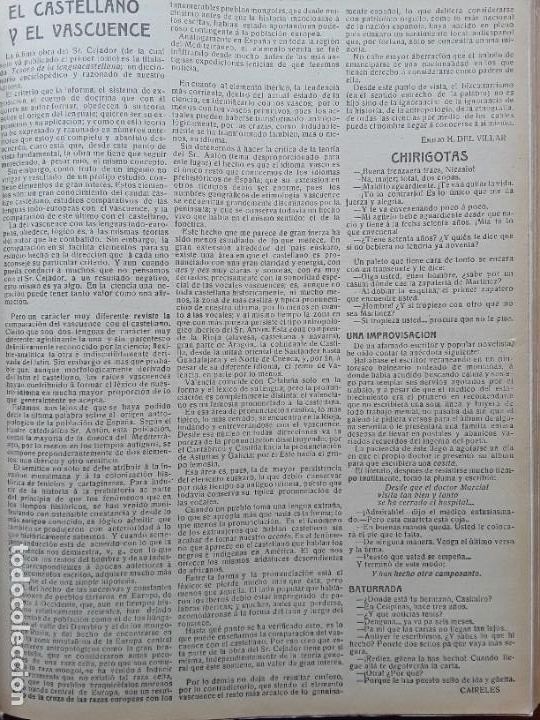 Collectionnisme de Revues et Journaux: EL CASTELLANO Y EL VACUENCE JULIO CEJADOR HOJA A&Ntilde;O 1909