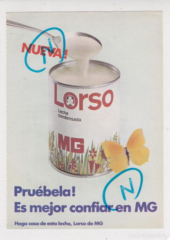 Coleccionismo de revistas y peri&oacute;dicos: PUBLICIDAD 1968. ANUNCIO LECHE CONDENSADA LORSO DE MG + GINEBRA GORDON&acute;S (REVERSO)