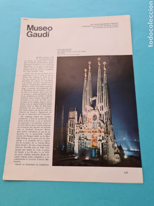 Coleccionismo de Revistas y Peri&oacute;dicos: BARCELONA - MUSEO GAUDI - RECORTE ARTICULO COMPLETO DE REVISTA - A&Ntilde;O 1971 - ORIGINAL - VER